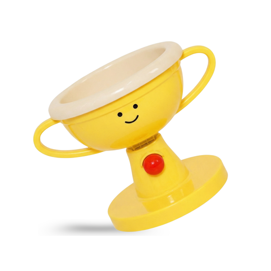 Adjustable Elevated Cat Bowl & Small Dog Feeder - 5-Level Raised Food Water Stand, 15° Tilted Neck Protection Design, Cute Trophy Shape Pet Dish, Non-Slip Feet (Available in Ceramic or ABS)
