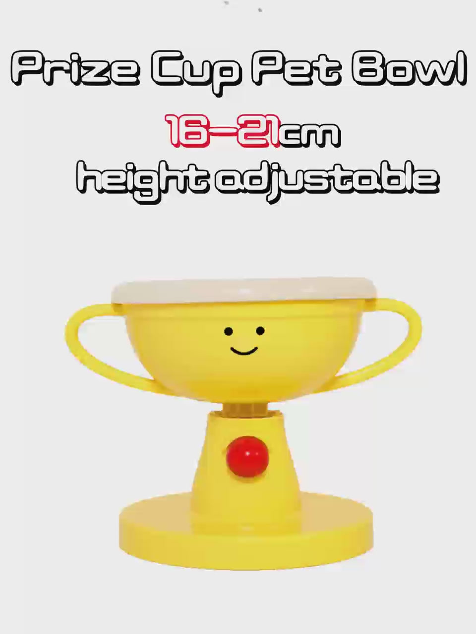 Adjustable Elevated Cat Bowl & Small Dog Feeder - 5-Level Raised Food Water Stand, 15° Tilted Neck Protection Design, Cute Trophy Shape Pet Dish, Non-Slip Feet (Available in Ceramic or ABS)